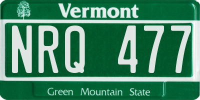 VT license plate NRQ477