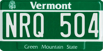 VT license plate NRQ504