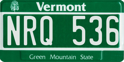 VT license plate NRQ536