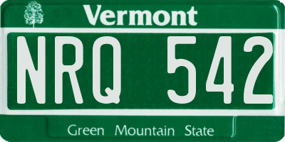 VT license plate NRQ542