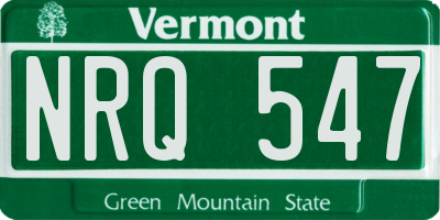 VT license plate NRQ547