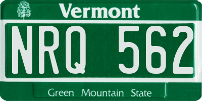VT license plate NRQ562