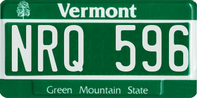 VT license plate NRQ596