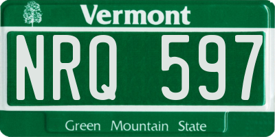VT license plate NRQ597