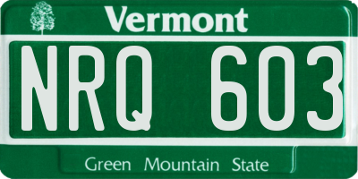 VT license plate NRQ603