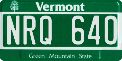 VT license plate NRQ640