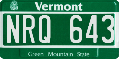 VT license plate NRQ643