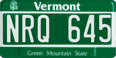 VT license plate NRQ645