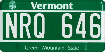 VT license plate NRQ646