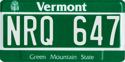 VT license plate NRQ647