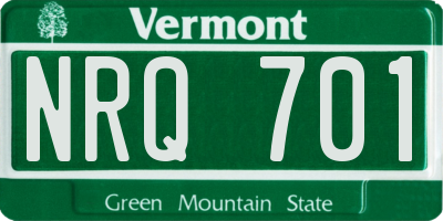 VT license plate NRQ701