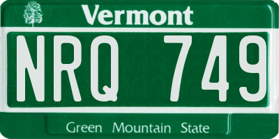 VT license plate NRQ749