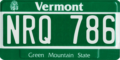 VT license plate NRQ786