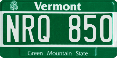 VT license plate NRQ850
