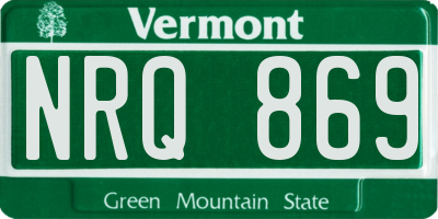 VT license plate NRQ869