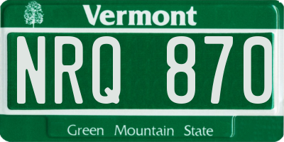 VT license plate NRQ870