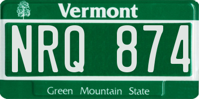 VT license plate NRQ874