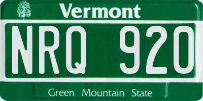 VT license plate NRQ920