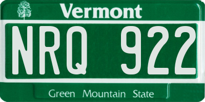 VT license plate NRQ922
