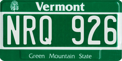 VT license plate NRQ926