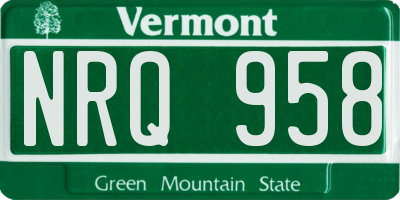 VT license plate NRQ958