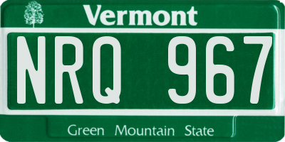 VT license plate NRQ967