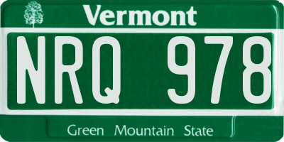 VT license plate NRQ978