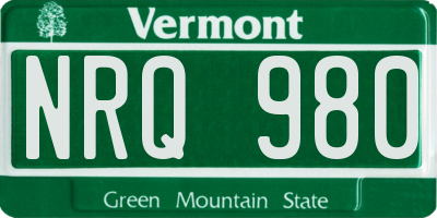 VT license plate NRQ980