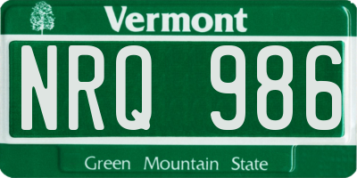VT license plate NRQ986