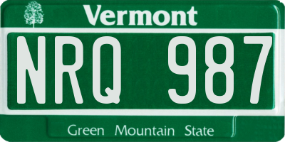 VT license plate NRQ987