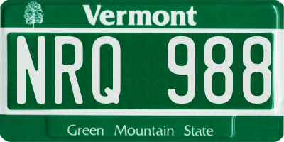 VT license plate NRQ988