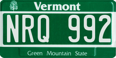 VT license plate NRQ992