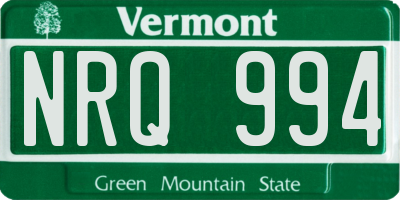 VT license plate NRQ994