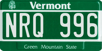 VT license plate NRQ996