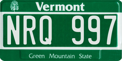 VT license plate NRQ997