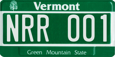 VT license plate NRR001