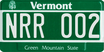 VT license plate NRR002