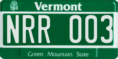 VT license plate NRR003