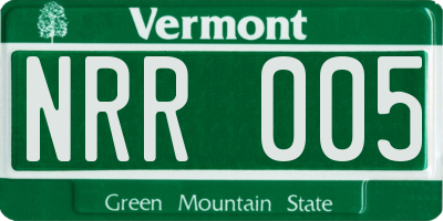 VT license plate NRR005