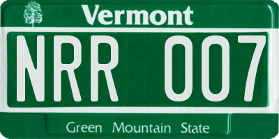 VT license plate NRR007
