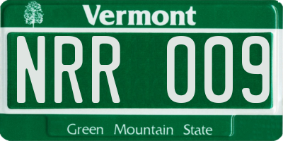 VT license plate NRR009