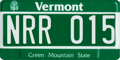 VT license plate NRR015