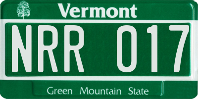 VT license plate NRR017