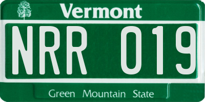 VT license plate NRR019