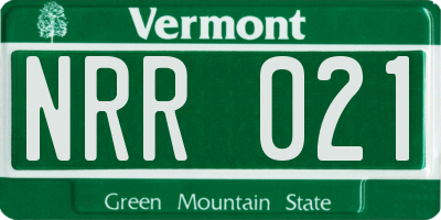 VT license plate NRR021