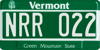 VT license plate NRR022