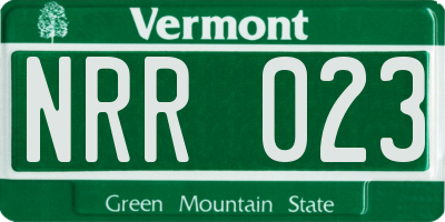 VT license plate NRR023
