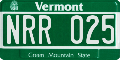 VT license plate NRR025
