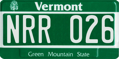 VT license plate NRR026