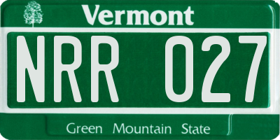 VT license plate NRR027